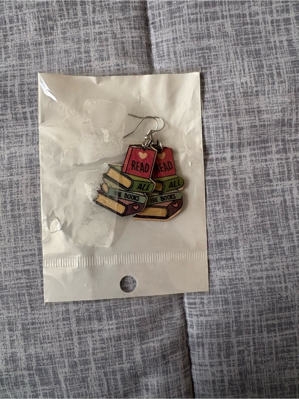 Book Stack 'Read All The Books' Dangle Earrings - Red, Green, Yellow
